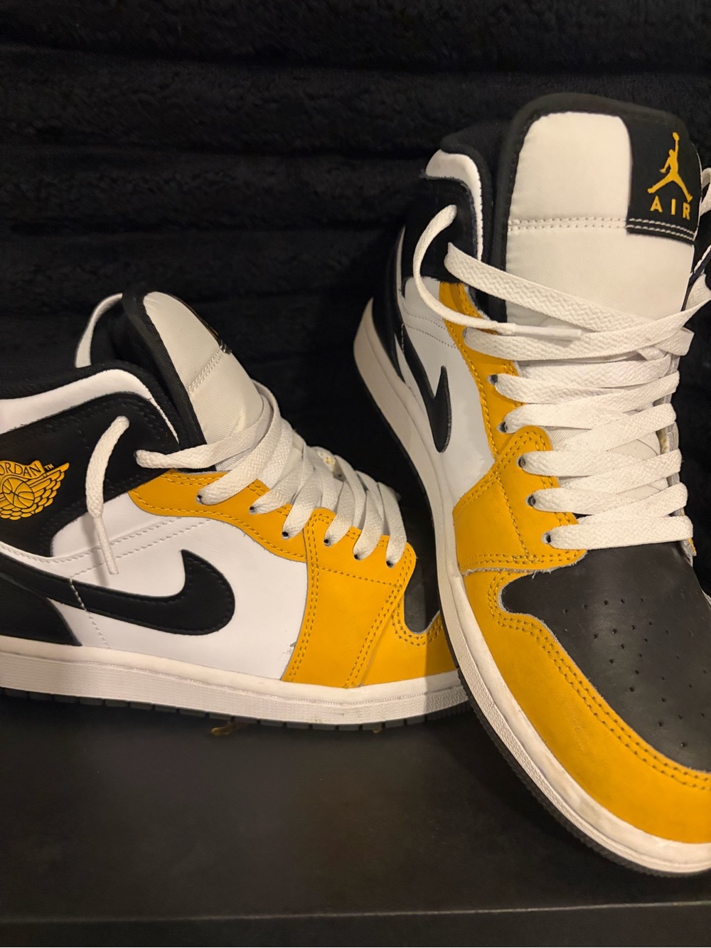 Jordan Men's High-Top Sneakers in White, Black & Yellow